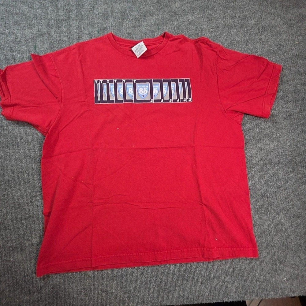 Tommy Jeans Shirt Mens Large Red Interstate 85 Highway Graphic Tee T-Shirt Top